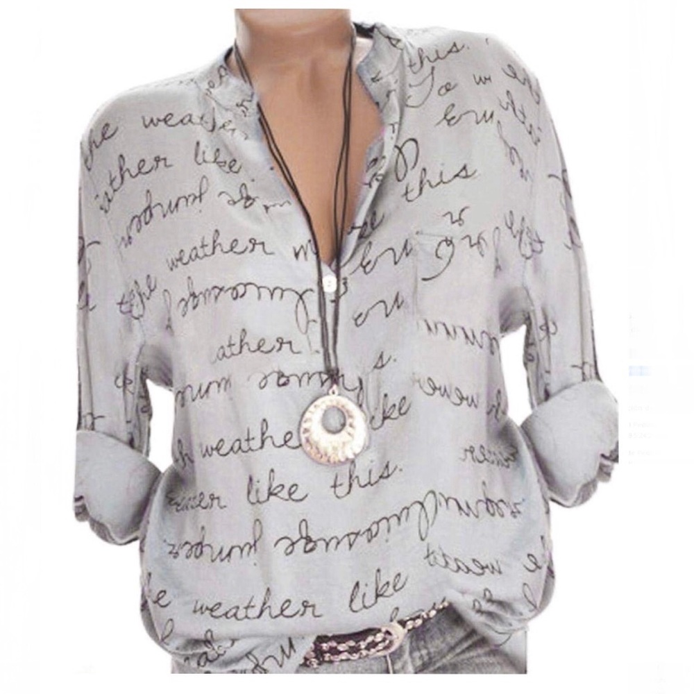 Women Long Sleeve Letter Shirt